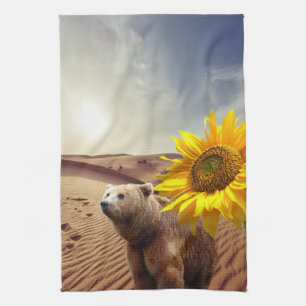 Tournesol Floral Ours Serviette de cuisine