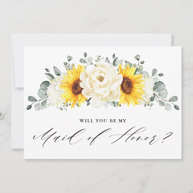Tournesol ivoire Peony Maid of Honor Invitation (Devant)