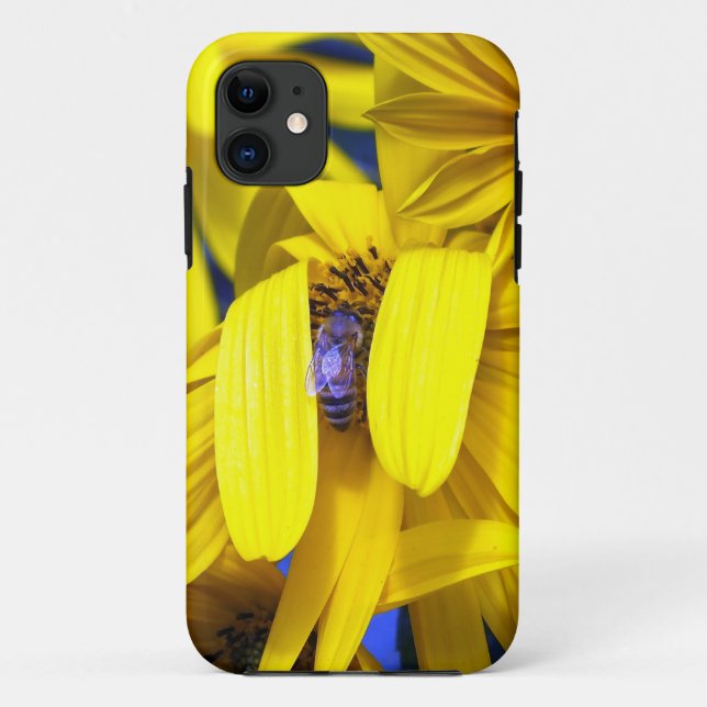 Tournesol jaune, Bee bleue iPhone 5 Coque (Dos)