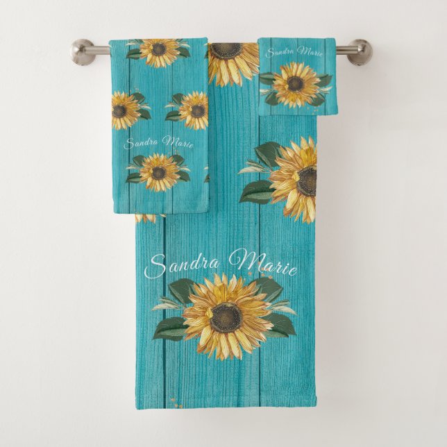 Tournesol jaune doré rustique Bois Turquoise (En situation)