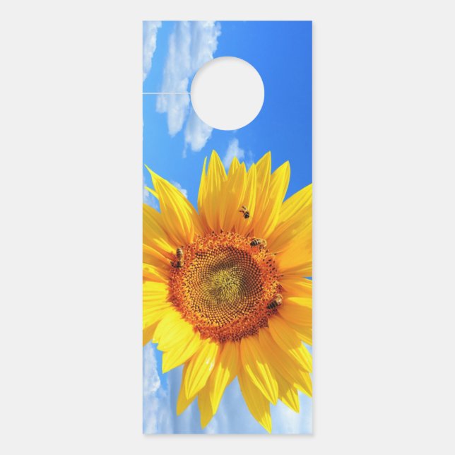 Tournesol jaune et Affichette de porte des abeille (Devant)