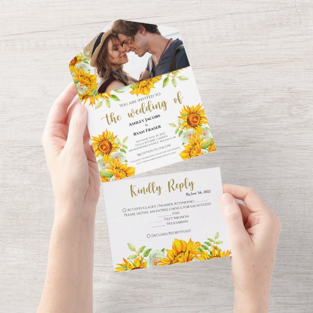Tournesol Jaune Invitation tout en un mariage (Déchirure)