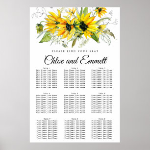 Tournesol Jaune moderne, tableau de sièges 9 table