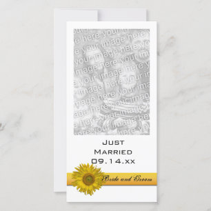 Tournesol Jaune Stripe Juste Marié Carte photo