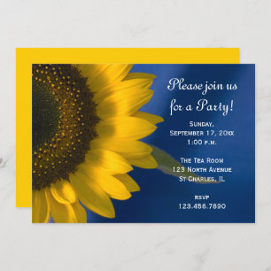 Tournesol jaune sur Blue General Party Invitation