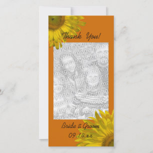 Tournesol jaune sur Carte photo Merci orange