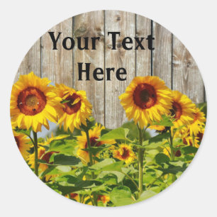 Tournesol Jaune Votre Sticker Rond Texte, Glossy
