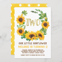 Tournesol Jaune Wreath 2e Invitation anniversaire