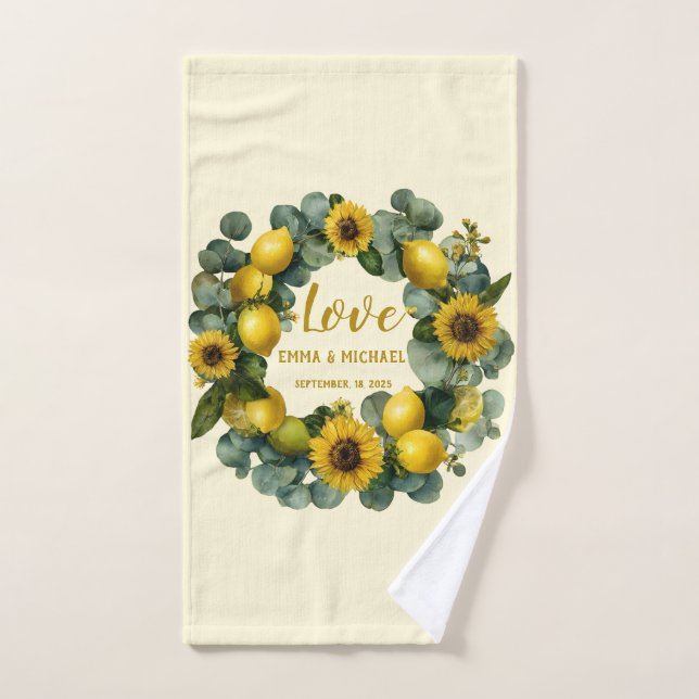 Tournesol Lemon Wreath Love Design (Serviette à main)