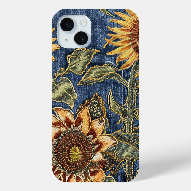 Tournesol moderne rustique et coque iphone Denim (Verso)