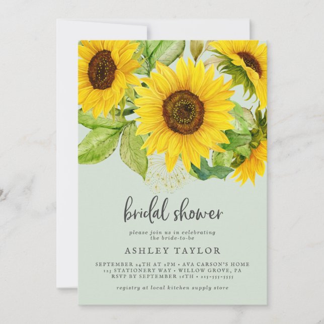 Tournesol | Monnaie Invitation à la douche nuptial (Devant)
