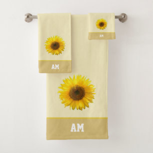 Tournesol & monogramme sur beige clair