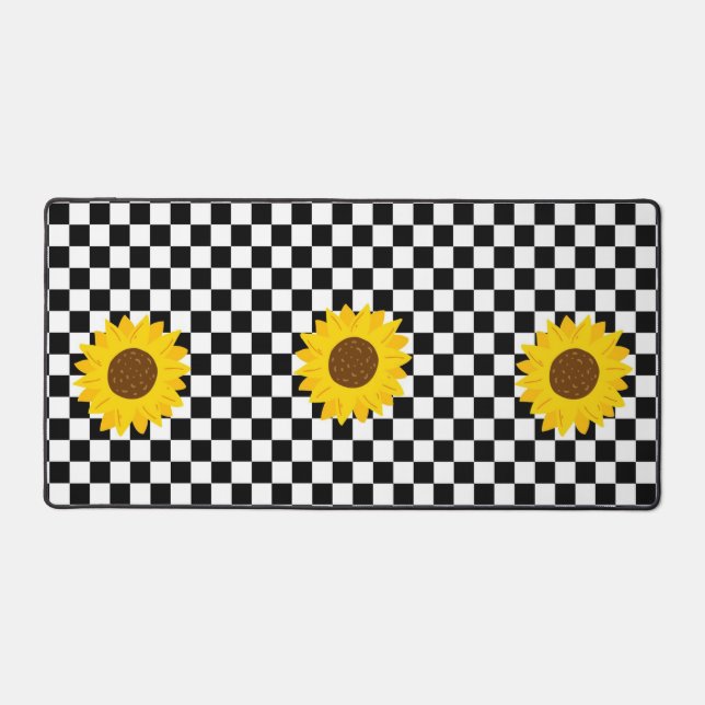 Tournesol noir et blanc À damiers Fleur Motif (Recto)