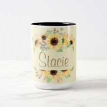 Tournesol Nom personnalisable Mug
