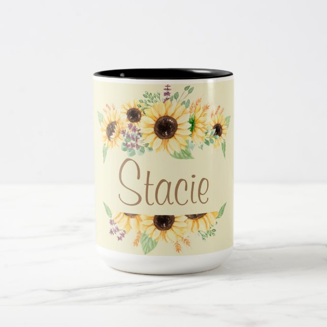 Tournesol Nom personnalisable Mug (Centre)