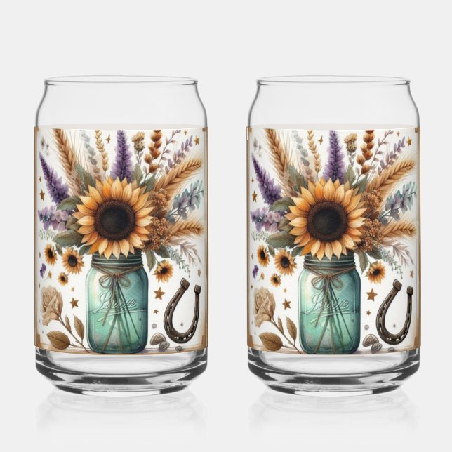 Tournesol Occidental Rustique Mason Jar Can Verre (Recto)