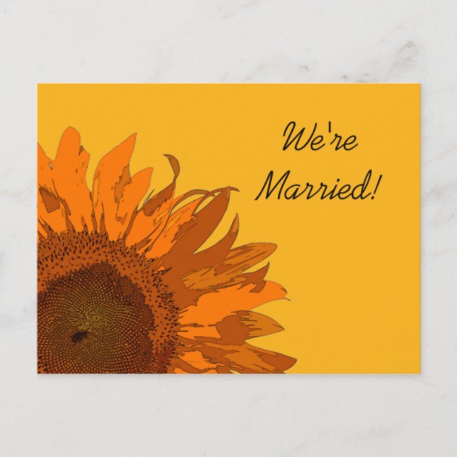 Tournesol orange sur la Faire-part de mariage jaun (Devant)