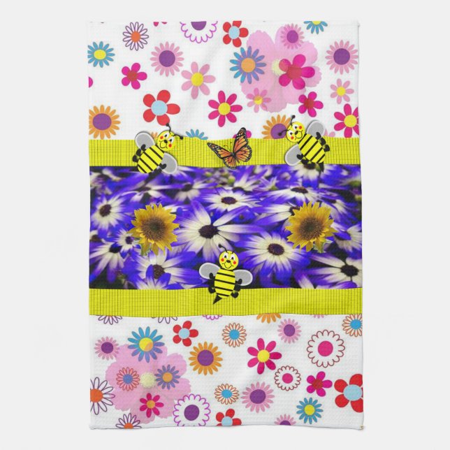 Tournesol Papillon Bumblebee serviette de cuisine (Vertical)