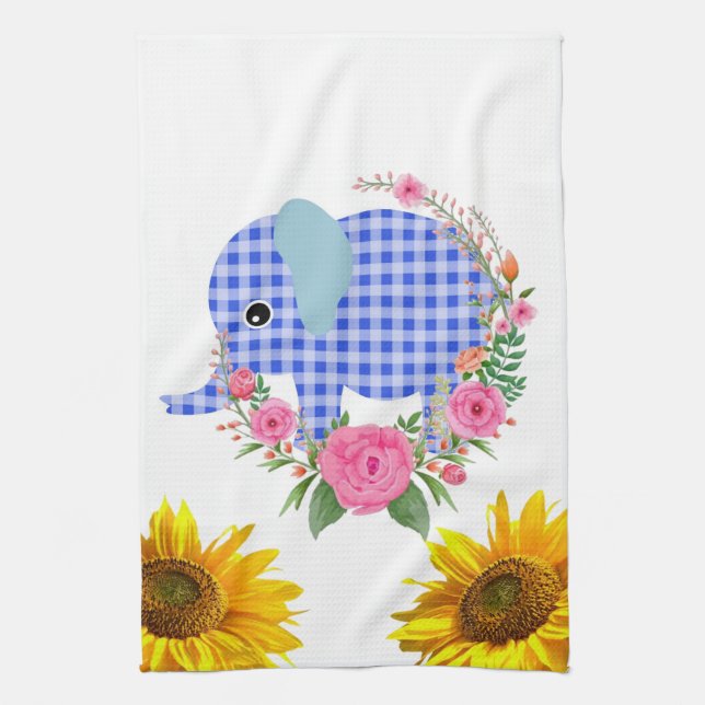 Tournesol Papillon Eléphant Floral Serviette de cu (Vertical)