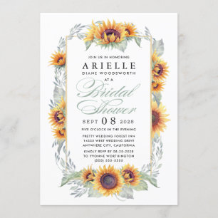 Tournesol Pays Rustique Douche nuptiale Invitation