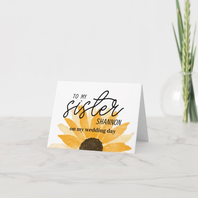 Tournesol Personnalisé Sur Ma Carte Soeur (Devant)
