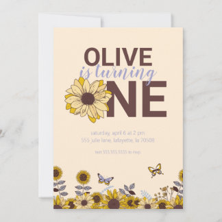 Tournesol Première fête d'anniversaire Invitation