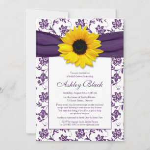 Tournesol Purple Damask Invitation à la douche nup
