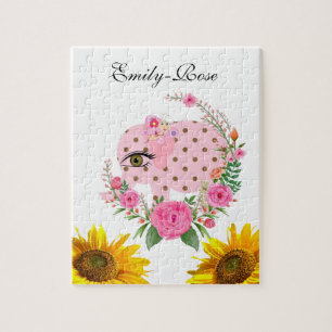 Tournesol Puzzles Eléphant rose Floral