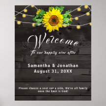 Tournesol rustique avec lumières Poster Mariage