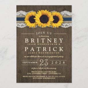 Tournesol Rustique Blue Engagement Invitations