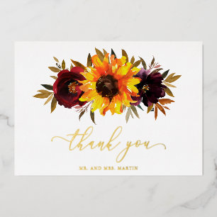Tournesol Rustique Carte de remerciements Mariage