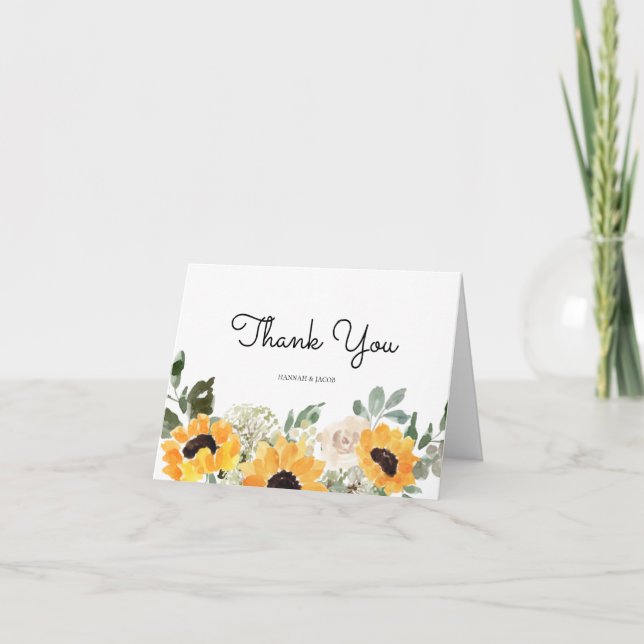 Tournesol rustique Carte de remerciements Mariage (Devant)