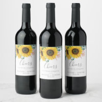 Tournesol rustique Chevaux Étiquettes de vin Maria