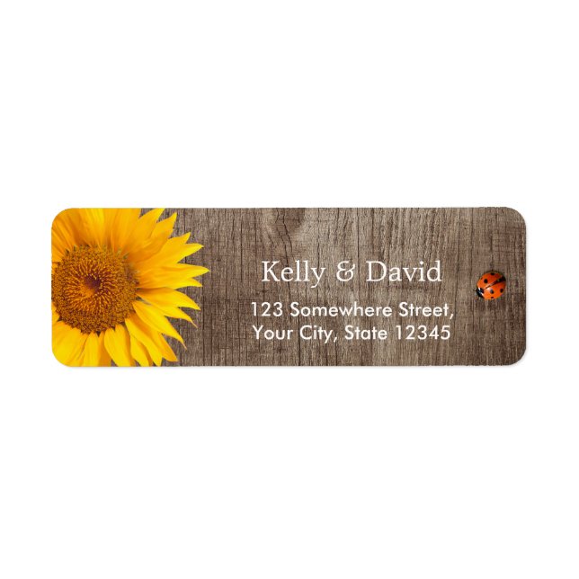 Tournesol rustique Cute Ladybug Mariage en bois de (Devant)