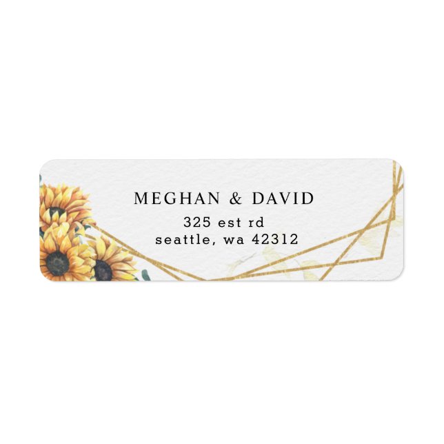 Tournesol Rustique élégant Mariage géométrique or (Devant)