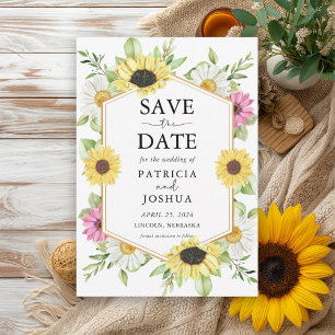 Tournesol rustique Enregistrer la carte Mariage Da