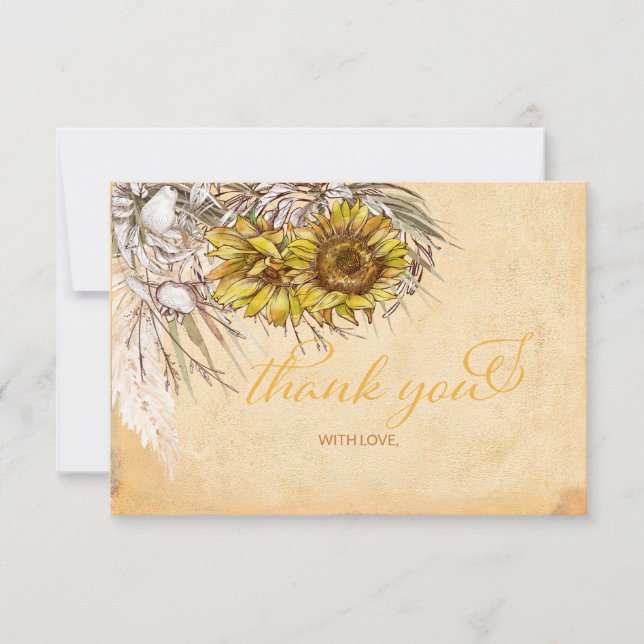 Tournesol rustique et Carte de remerciements d'her (Devant)