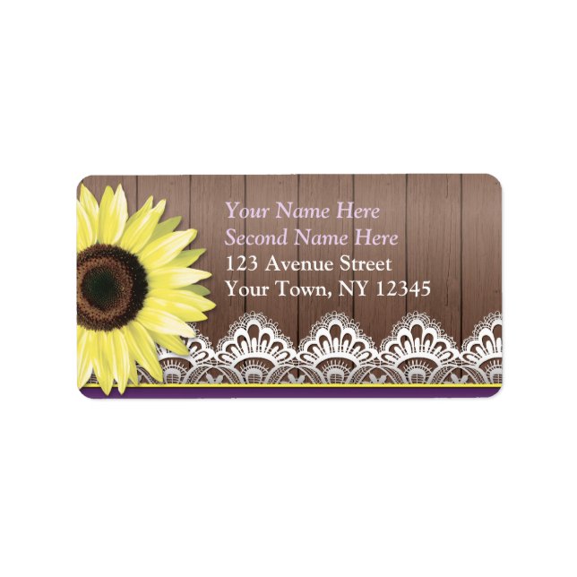 Tournesol rustique Étiquettes de adresse personnal (Devant)