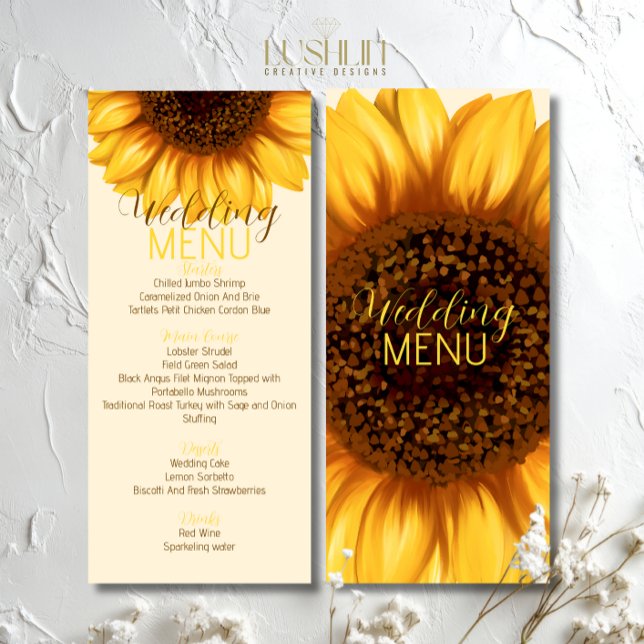Tournesol Rustique Mariage plat menu (Créateur téléchargé)
