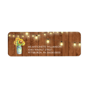 Tournesol rustique Mason Jar Lumières Bois Adresse