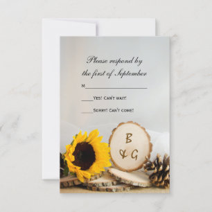 Tournesol rustique naturel Woods mariage carte RSV