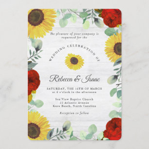 Tournesol rustique Rose Faire-part de mariage de v
