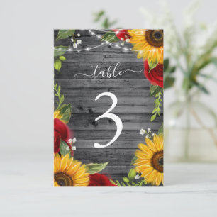Tournesol Rustique Rose rouge Mariage Cartes de ta