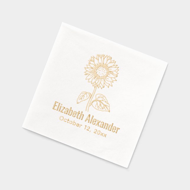 Tournesol simple élégant #4 Nom Date (Gauche)