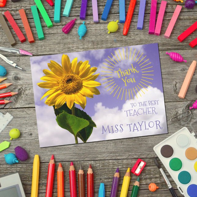 Tournesol simple et rayons de soleil Merci profess (Créateur téléchargé)