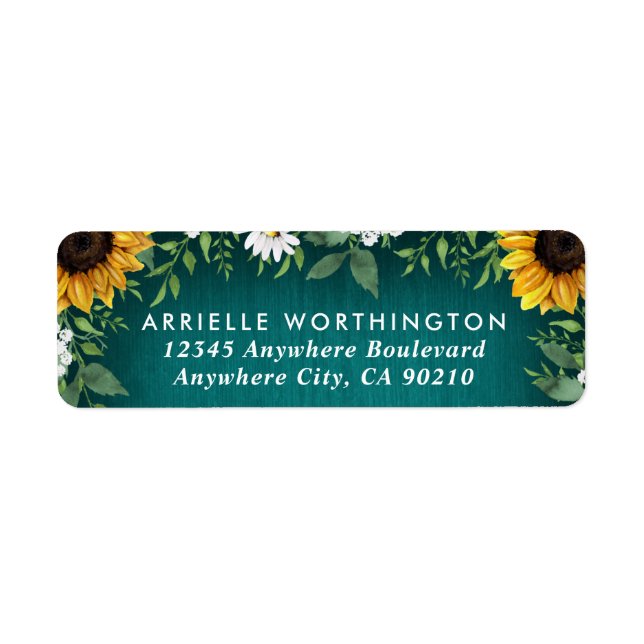 Tournesol turquoise Pays Daisy rustique Mariage (Devant)