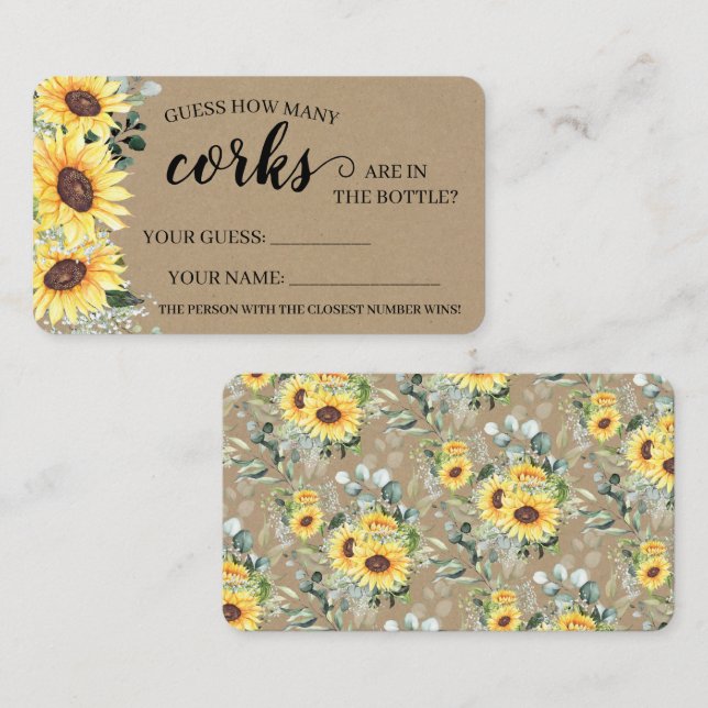 Tournesol verdoyant Combien de Corks Douche carte  (Devant / Derrière)