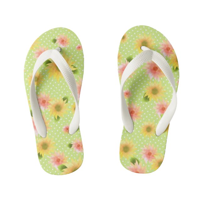 Tournesol Vert. Tongs pour enfants (Semelle)