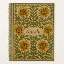 Tournesol Vintage Floral Nom personnalisé Planific