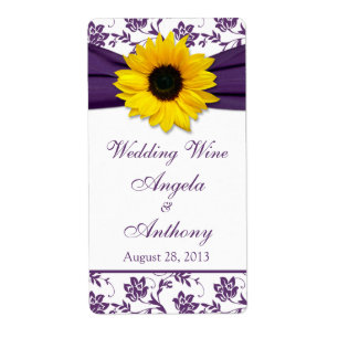 Tournesol violet Mariage damassé Vin bouteille Éti